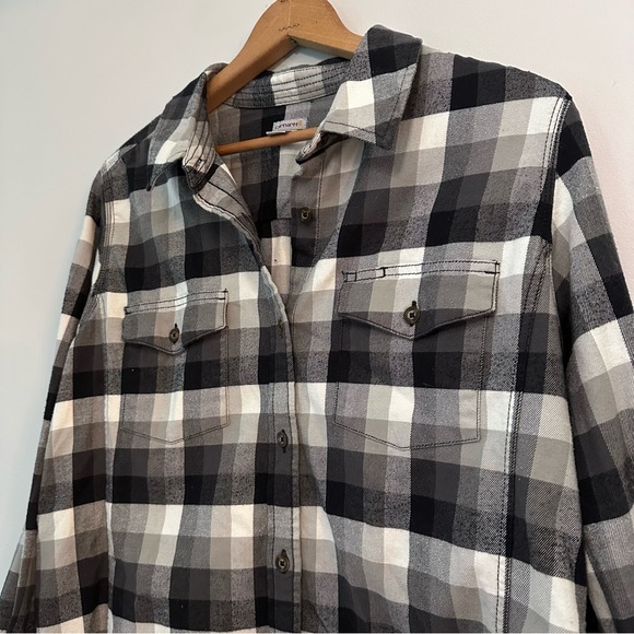 Carhartt Women’s Black Flannel Button Down Cotton Shirt Size XL - Picture 2 of 11